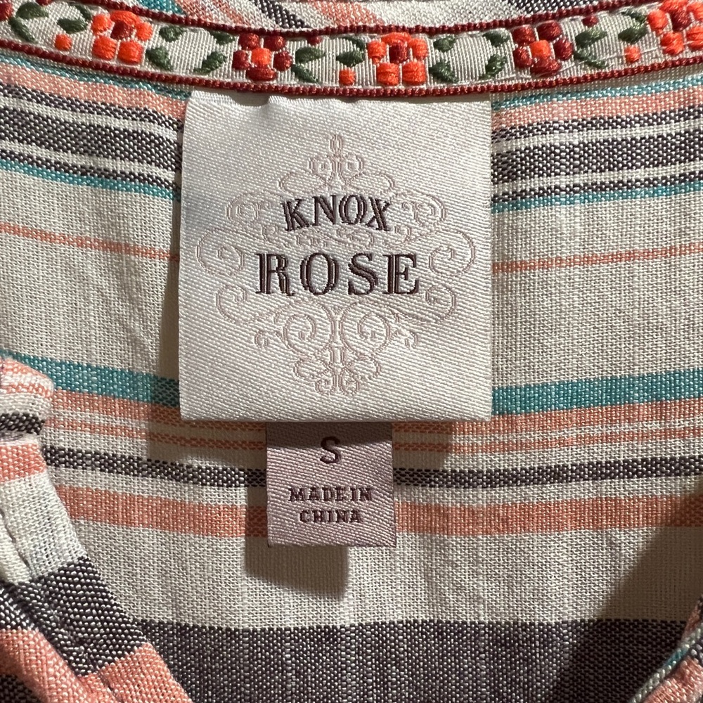 Knox Rose Striped Multi Color Ruffle Sleeve Flowy Top - Picture 4 of 4